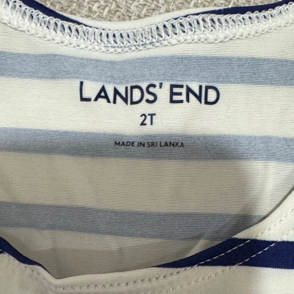 Lands' End Striped Navy and White Kids Dress